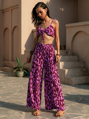 Vacation Loose Floral Printed Vest&Pants Two Pieces Set