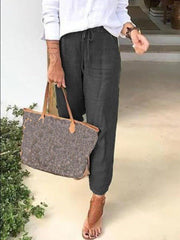 Women'S Casual Solid Color Linen Trousers