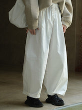 Casual Loose Wide Leg Elastic Waist Solid Color Pants