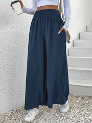 Elasticity Jacquard Wide Leg Trousers Pants