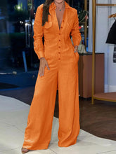 Solid Color Poket Long Sleeves Casual Jumpsuits