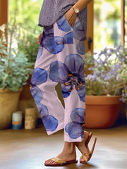 Women's Art Floral Loose Casual Pants (With Pockets)