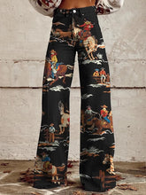 Women's Vintage Botanical Floral Wide Leg Pants