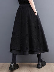 Jacquard Solid Color Split-Joint A-Line Loose Skirts Bottoms