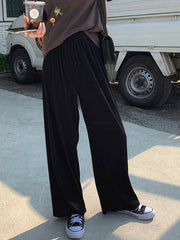 Pleated Solid Color Comfortable Casual Loose Wide-Leg Pants