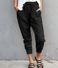 Solid Color Lace-up Casual Pants