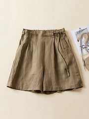 Elasticity Solid Color Loose Shorts Bottoms