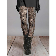 Retro ethnic style slimming printed leggings