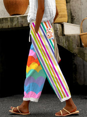 Trendy Color Contrast Casual Trousers