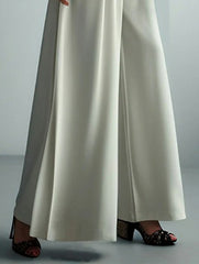 Pleated Solid Color Split-Joint High Waisted Loose Trousers Pants