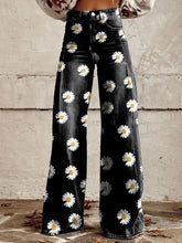 Women's Vintage Daisy Print Casual Wide Leg Pants