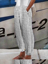 Cotton And Linen Striped Linen Loose Pants