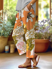 Women's Retro Floral Loose Casual Pants (With Pockets)