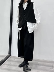 Elasticity Pleated Split-Joint Harem Pants High Waisted Ninth Pants