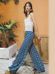 Casual Loose Plaid Wide Leg Trousers Pants