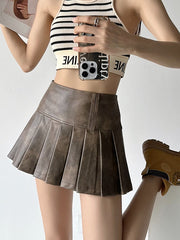 Pleated Solid Color A-Line High Waisted Skirts Bottoms