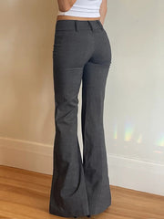 Solid Color Low Waist Flared Suit Pants