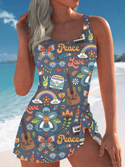 Women's Retro Hippie Style Printed One Piece Swimsuit