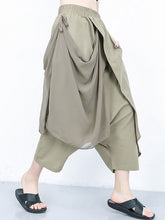 Pleated Solid Color Harem Pants Loose Ninth Pants