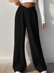 Elasticity Solid Color High Waisted Loose Trousers Pants
