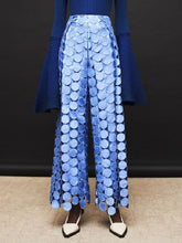 High Waisted Wide Leg Hollow Polka Dot Solid Color Pants Trousers