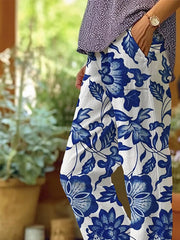 Women's Art Floral Loose Casual Pants (With Pockets)