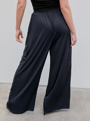 Elasticity Solid Color Split-Joint Loose Plus Size Trousers Pants