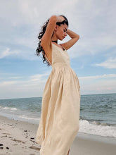 Sophia V-Neck Cotton Strap Midi Dress