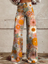 Women's Lovely Flowers Art Print Casual Wide Leg Pants