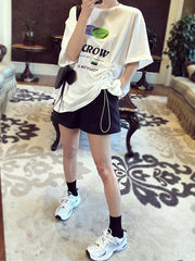 Elasticity Solid Color Split-Joint High Waisted Loose Shorts Bottoms