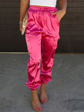 Drawstring Elasticity Pockets Solid Color Ankle-Tied Trousers Pants