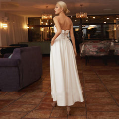 Sabine Satin Strapless A-Line Dress
