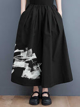 Abstract Printed Elasticity Loose Wide Leg Casual Pants Bottoms