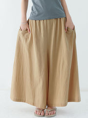 Casual 11 Colors Solid Column Wide Leg Capri-Pants