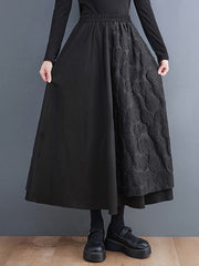 Asymmetric Elasticity Jacquard Solid Color A-Line Loose Skirts Bottoms
