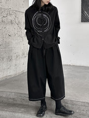 Elasticity Pleated Split-Joint Harem Pants High Waisted Ninth Pants