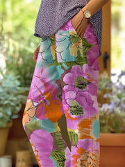 Women's Art Floral Loose Casual Pants (With Pockets)