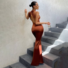Bianca Cross Over Halter Neck Dress