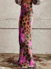 Women's Leopard Print Casual Wide Leg Pants