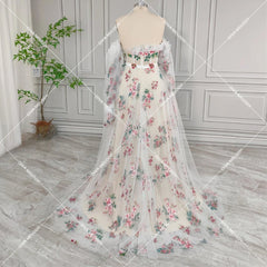 3D Flower A-line Princess Evening Dress