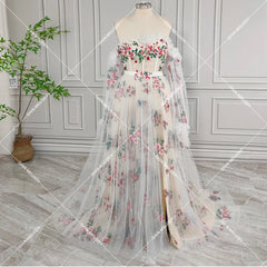 3D Flower A-line Princess Evening Dress