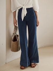 Casual High Waisted Loose Solid Color Pants Bottoms