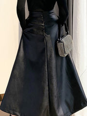 Solid Color Split-Front A-Line Loose Skirts Bottoms