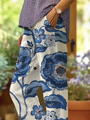 Women's Art Floral Loose Casual Pants (With Pockets)
