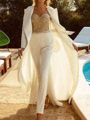 Strapless Off-The-Shoulder Straight Leg Jumpsuit