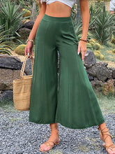 Casual High Waisted Wide Leg Solid Color Pants
