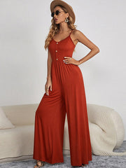 Vacation Sleeveless Solid Color Jumpsuit