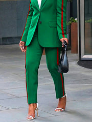 High Waisted Loose Split-Joint Striped Pants Suit Pants Trousers