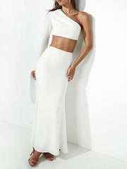 Bodycon One-Shoulder Two-Piece Suits