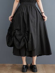 Pleated Solid Color Split-Joint Irregularity Loose Skirts Bottoms